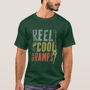 Mens Retro Vintage Reel Cool Gramps Fishing Father T-Shirt
