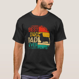 Mens Retro Vintage Sunset Best Corgi Dog Dad Ever T-Shirt