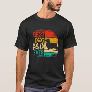 Mens Retro Vintage Sunset Best Corgi Dog Dad Ever T-Shirt