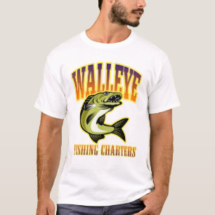 Mens Retro Walleye Fishing Charters T-Shirt