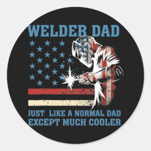 Mens Retro Welder Dad Just Like A Normal Dad Classic Round Sticker
