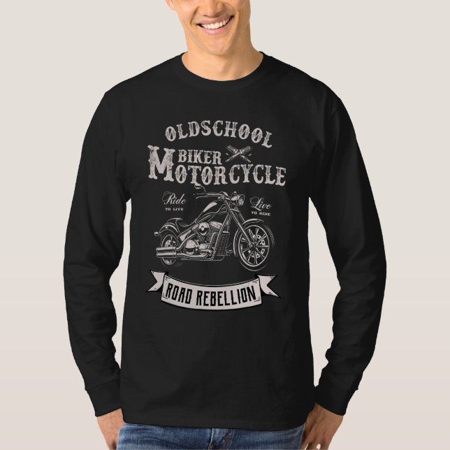 Mens Road Rebellion Original  Biker Motorcycle Old T-Shirt (Front)