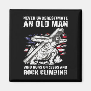 Mens Rock Climbing Dad Christian Climber Grandpa  Magnet