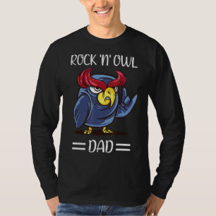 Mens Rock N Owl Dad Cool Devil Horns Fathers Da T-Shirt