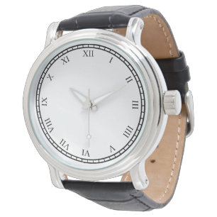 Men's Roman Numbers Black Vintage Leather Watch