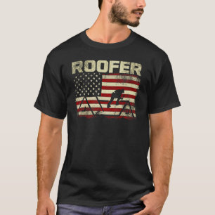 Mens Roofer American Flag Mens Roofing 3 T-Shirt