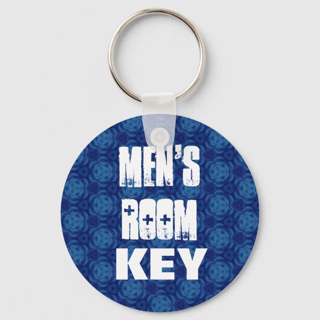 Men's Room Keychain - Blue Pattern (Front)