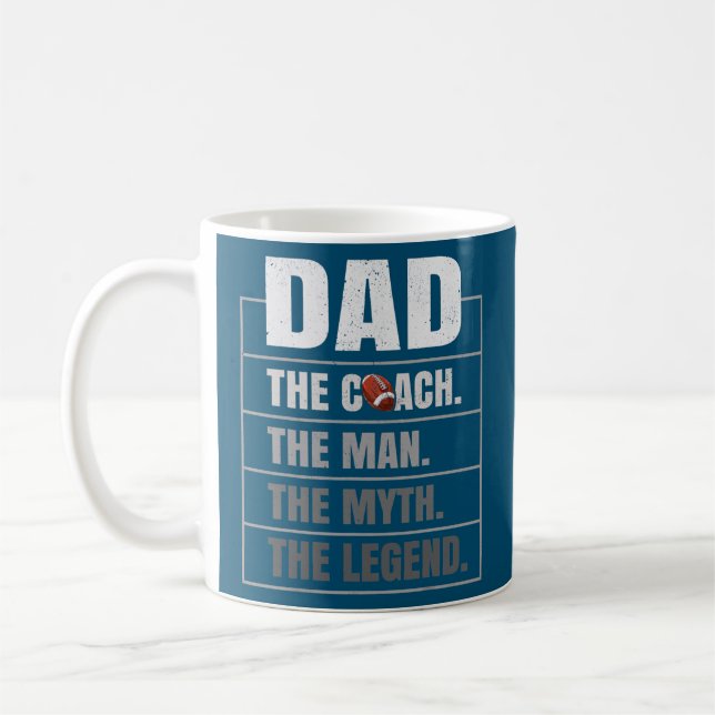 Mens Rugby Coach Dad Man Myth Legend Rugby Coffee Mug (Left)