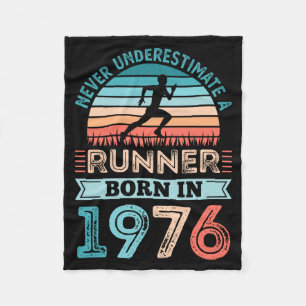 Mens Runner Born In 1976 50th Birthday Running Fleece Blanket