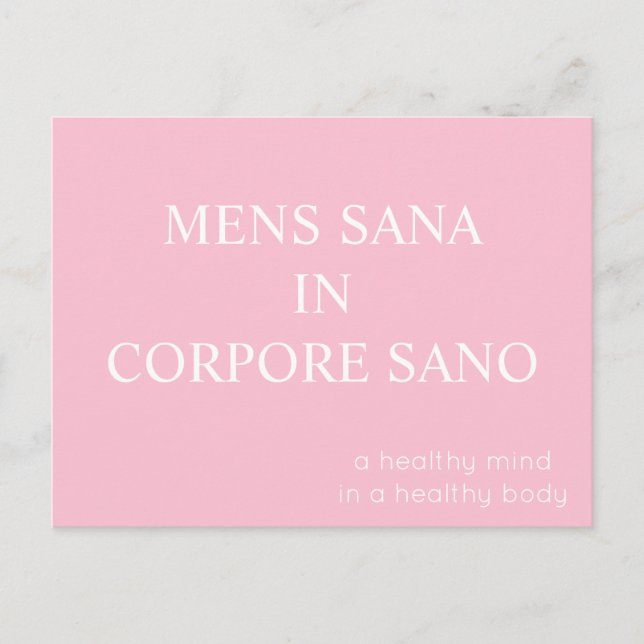 Mens Sana In Corpore Sano Postcard - Pink (Front)