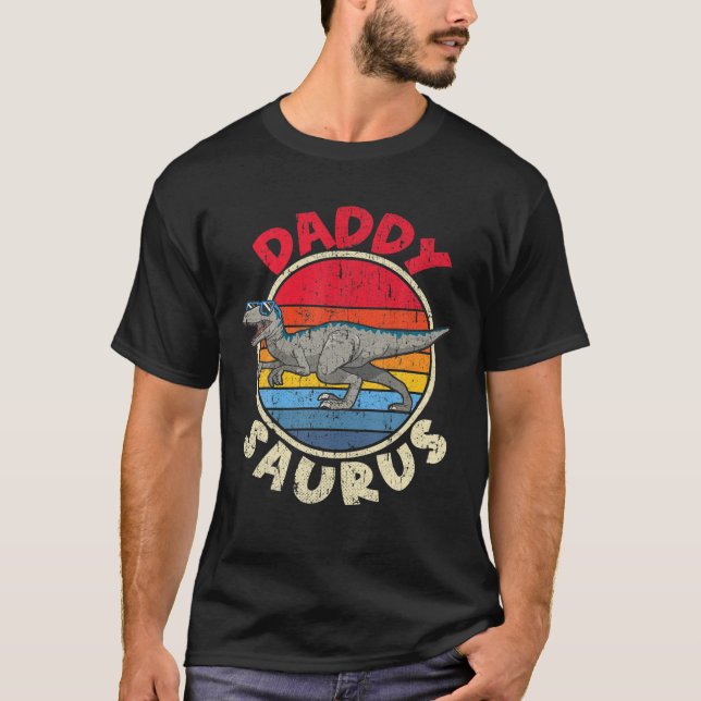 Mens Saurus Daddy I Velociraptor I Family Matching T-Shirt (Front)