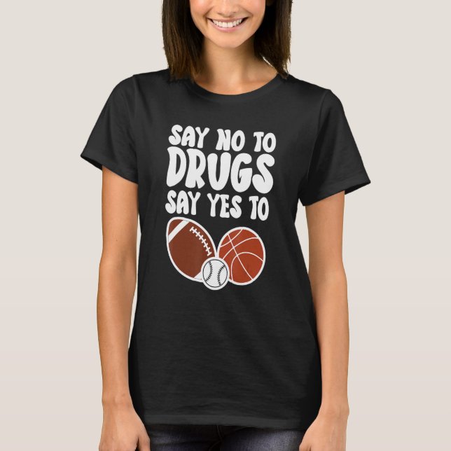 Mens Say No To Drugs Say Yes To Football Red Ribbo T-Shirt (Front)