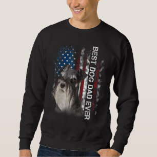 Mens Schnauzer Dad Vintage American Flag Father s  Sweatshirt