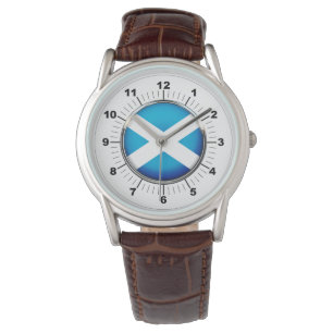 Men's Scotland Flag Brown Leather Strap Watch