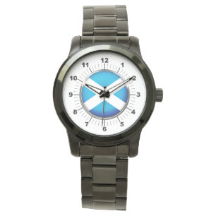 Men's Scotland Flag Oversized Black Bracelet Watch