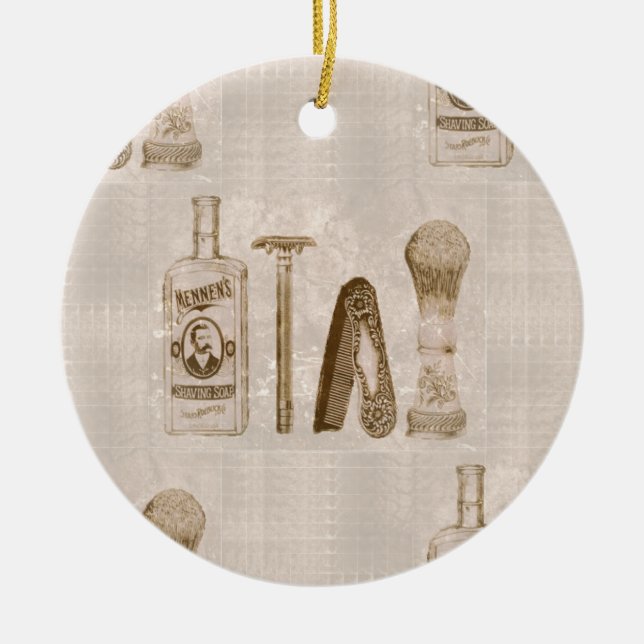 mens shaving ceramic tree decoration (Front)