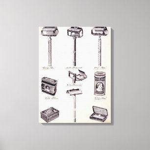 Men's shaving equipment, from a trade catalogue of canvas print