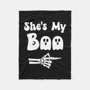 Mens she’s boo skeleton couples matching couple fleece blanket