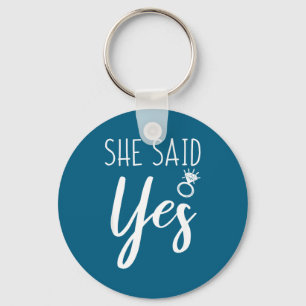 Mens She Said Yes Fiance Engagement Announcement F Key Ring
