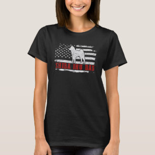 Mens Shiba Inu Dad Distressed American Flag Patrio T-Shirt