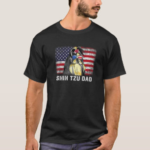 Mens Shih Tzu Dad American Flag Father's Day T-Shirt