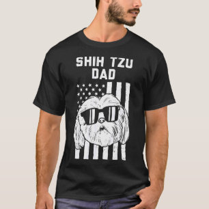 Mens Shih Tzu Dad Us Flag Cool Patriotic Dog Owne T-Shirt