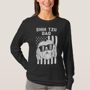 Mens Shih Tzu Dad Us Flag Cool Patriotic Dog  Owne T-Shirt