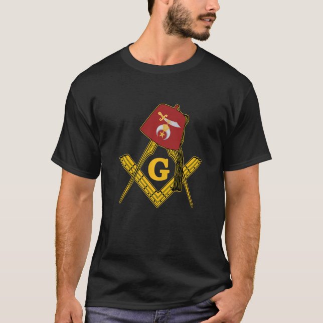 Mens Shriner Fez Mason Compass Noble Mystic Shrine T-Shirt (Front)