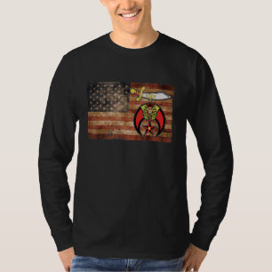Mens Shriner Mason Vintage Us Flag 4th Of July Fat T-Shirt