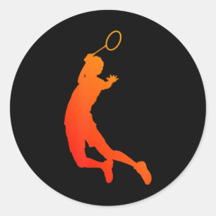 Mens Shuttle Badminton Squash Badminton Player Classic Round Sticker