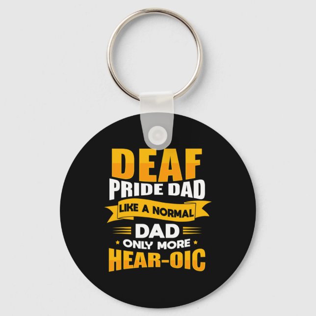 Mens Sign Language Deaf Awareness ASL and Deaf Pri Key Ring (Front)