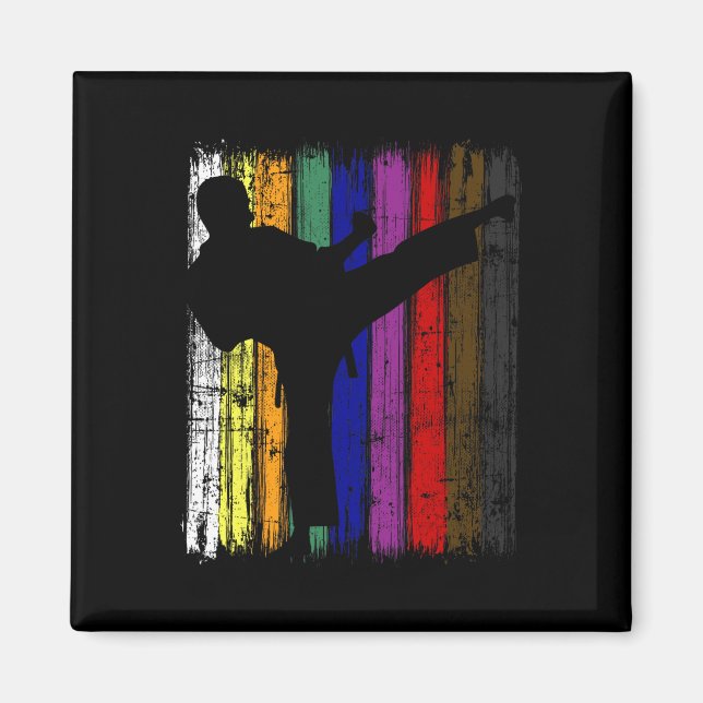 Mens Silhouette Karate Belt Colours  Magnet (Front)