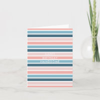 Mens Simple Blue Pink Stripe Handsome Birthday