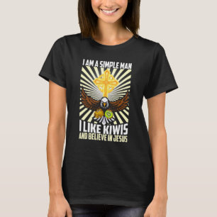 Mens Simple Man Like Kiwi And Believe In Jesus Chr T-Shirt