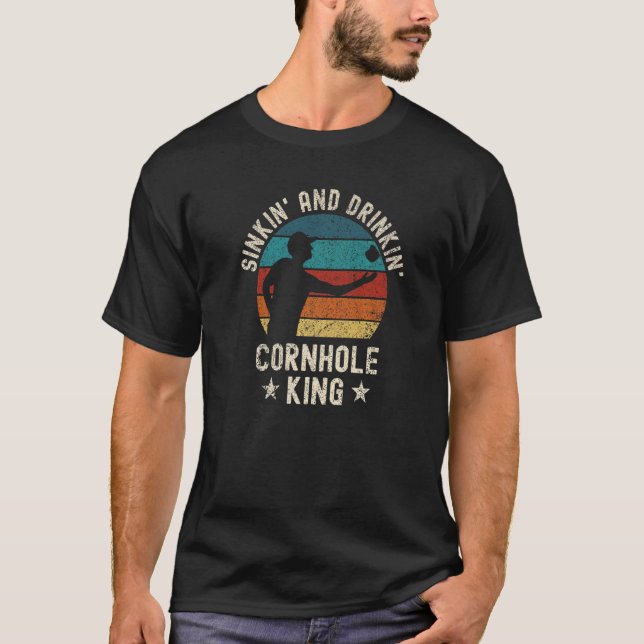 Mens Sinking And Drinking Cornhole King Summer  Co T-Shirt (Front)