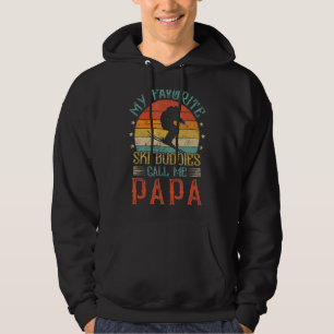 Mens Skiing Sports  Vintage Skiing Ski Papa Father Hoodie