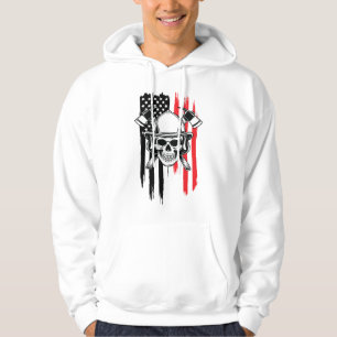 Mens Skull Firefighter  Hoodie