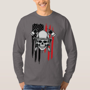 Mens Skull Firefighter T-Shirt