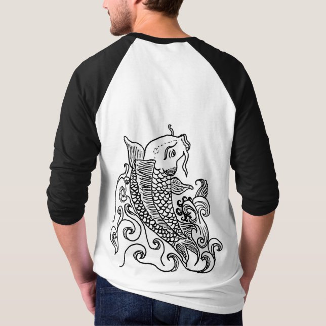 Men's sleeve raglan t-shirt koi fish (Back)