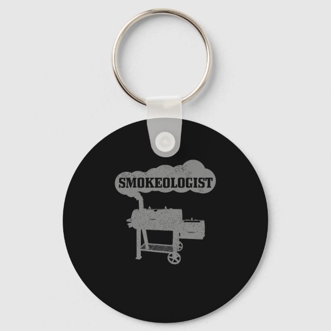 Mens Smokeologist BBQ Grilling Chef Smoker Funny B Key Ring (Front)