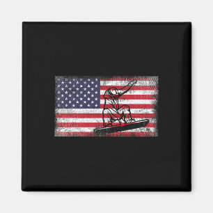 Mens Snowboarding American Flag Patriotic Snowboar Magnet