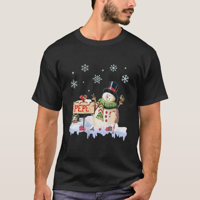 Mens Snowman Pepe Freeze Christmas Snowflake Gift T-Shirt (Front)