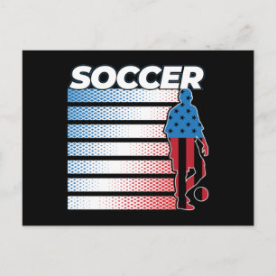 Mens Soccer Red White Blue Postcard