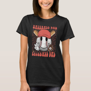 Mens Softball Baseball Dad Groovy Hippie Face Fath T-Shirt
