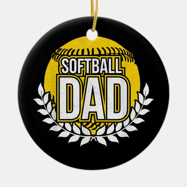 Mens Softball Dad  Ceramic Tree Decoration (Front)