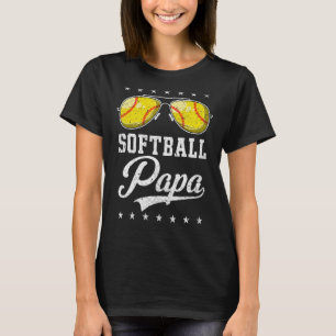 Mens Softball Papa Proud Grandpa Of Softball Playe T-Shirt