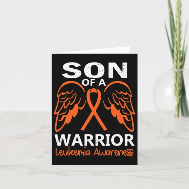 Mens Son Of A Warrior Leukaemia Awareness Angel Wi Card (Front)
