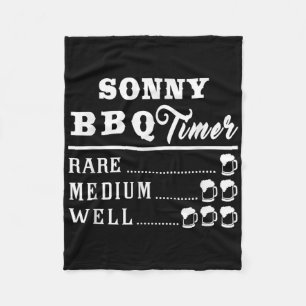 Mens Sonny Bbq Timer Beer Drinking Funny Grilling Fleece Blanket