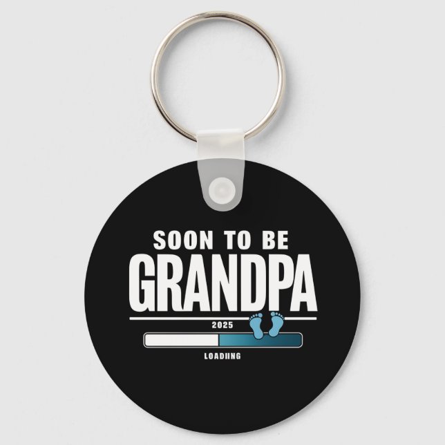 Mens Soon To Be Grandpa EST. 2025 New Grandpa  Key Ring (Front)