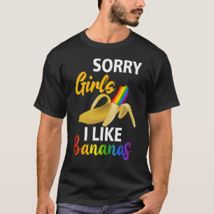 Mens Sorry Girl I Like Rainbow Bananas LGBT Gay Pr T-Shirt